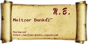 Meltzer Benkő névjegykártya